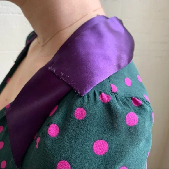 Rare Vintage Moschino Silk Polka Dot Retro Dress sz S - Picture 14 of 15